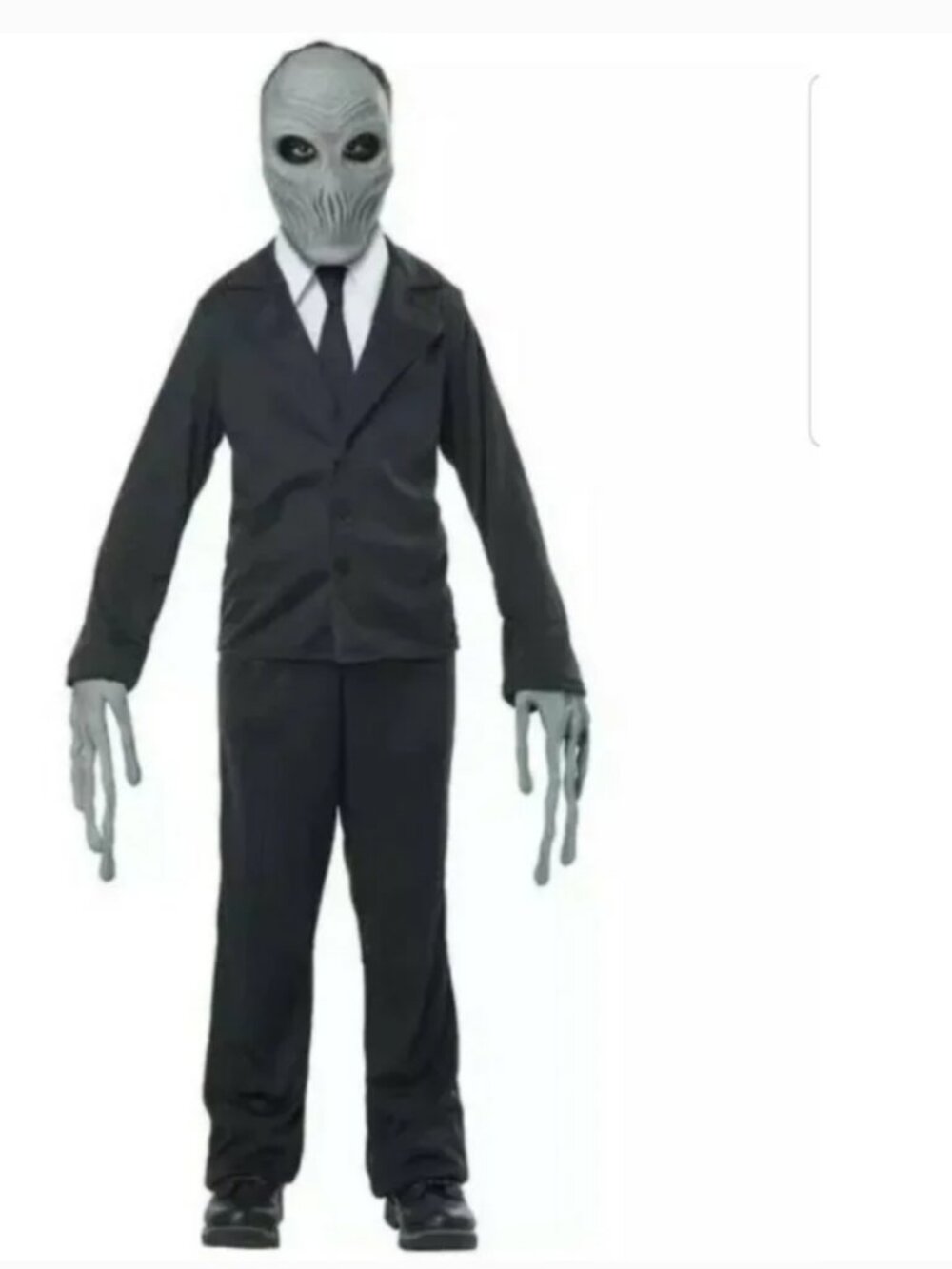 Night Freak Alien Halloween Costume 12/14 Black Jumpsuit Mask Gloves 5 Pc Boys